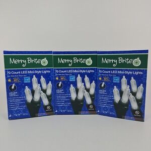 Lot of 3 70 Count LED Mini Lights Cool White Green Wire Indoor/Outdoor 15ft‎ New